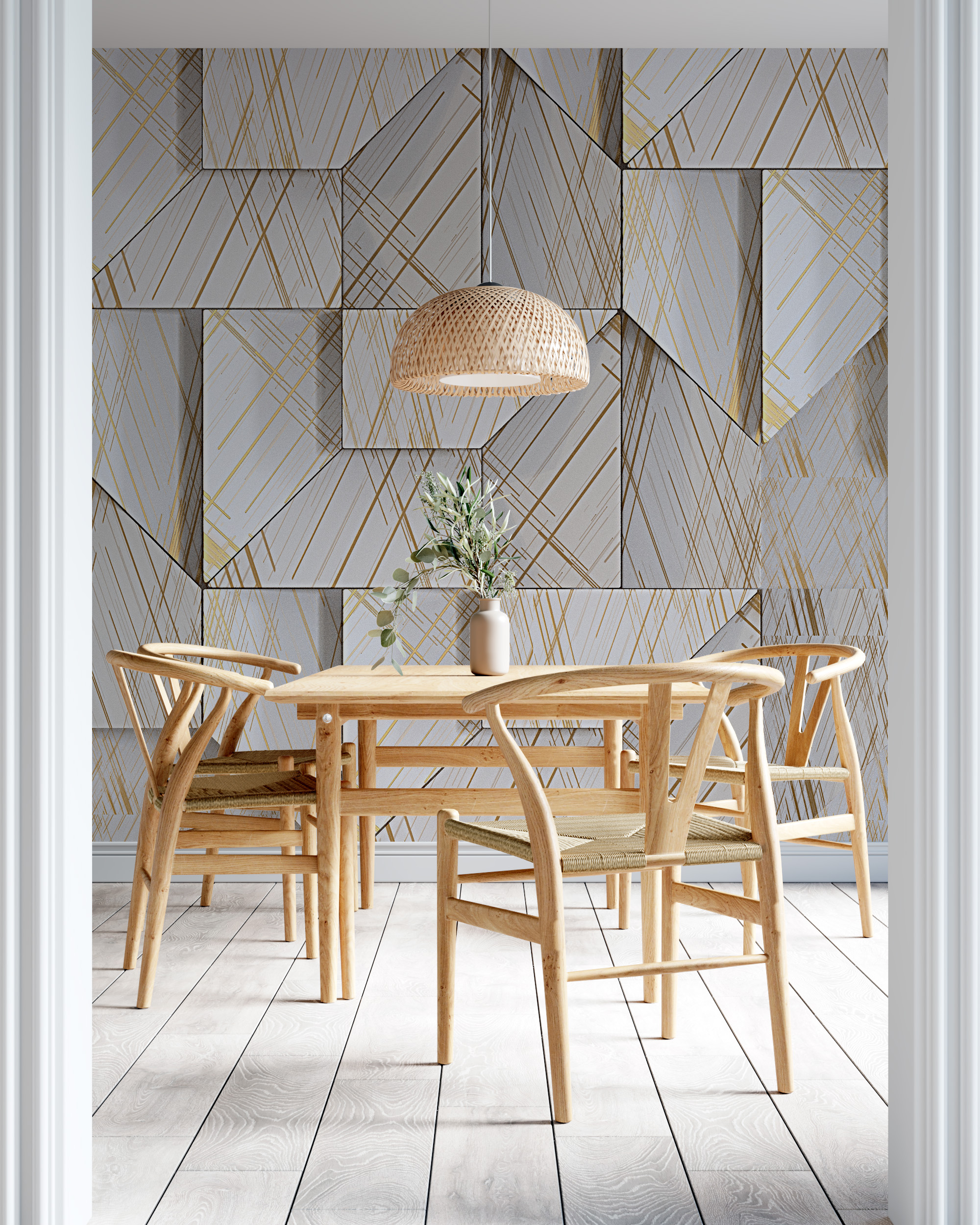 Geometrija u zlatnom zidnom zidu