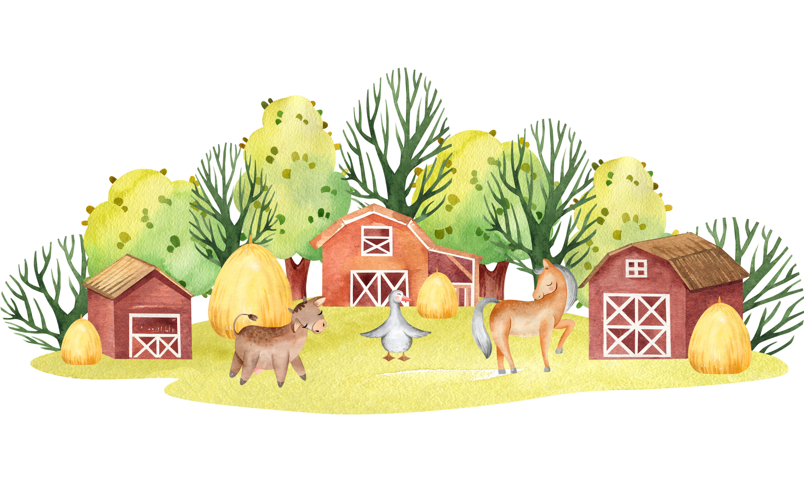 Watercolor,Collection,Farm,Animal,Life