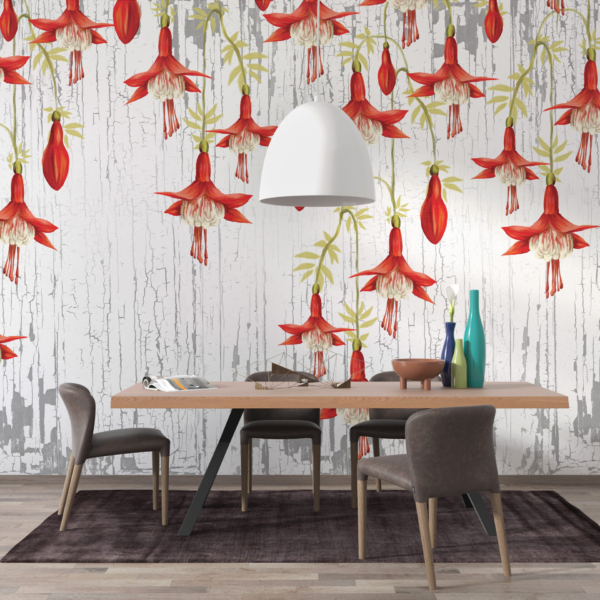 Zidni mural Viseći crveni cvjetovi