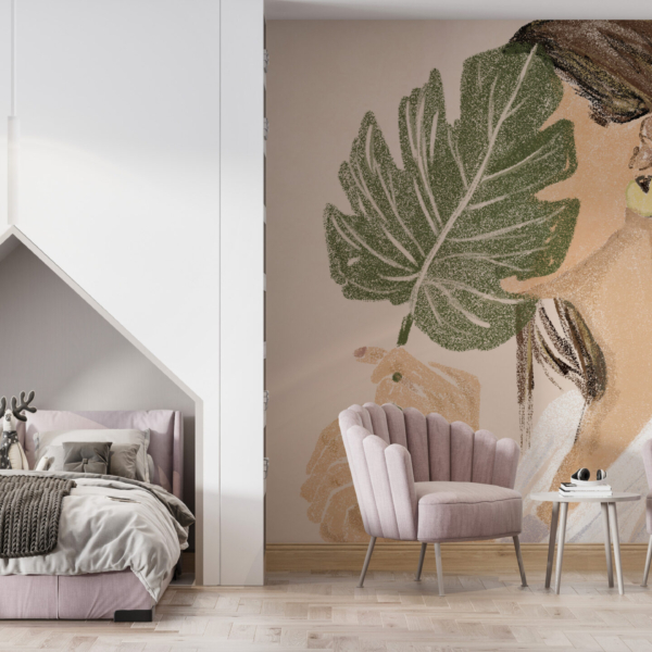 Zidni zidni zid od lišća žene i monstere