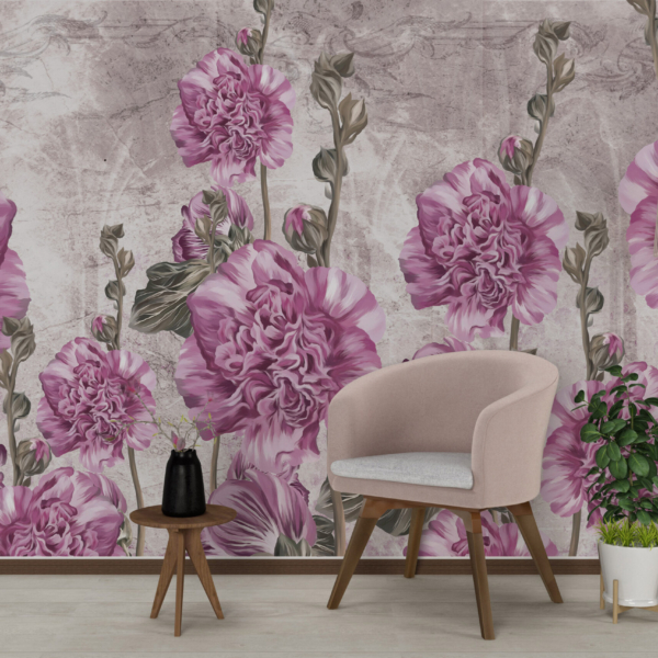 Zidni zidni zid ljubičastog cvijeća