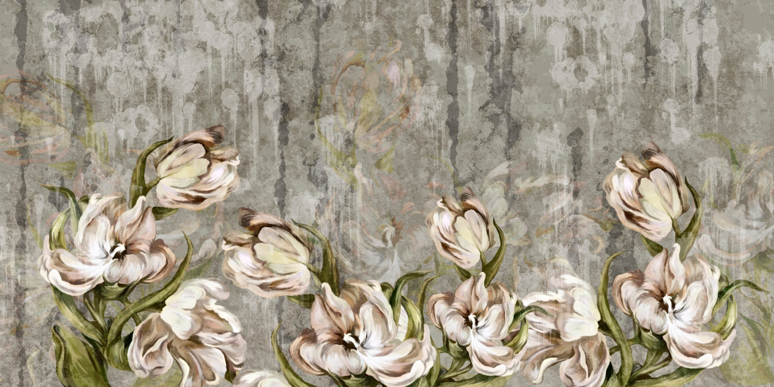 Zidni mural Viseće cvijeće na tamnoj pozadini - Slika 3