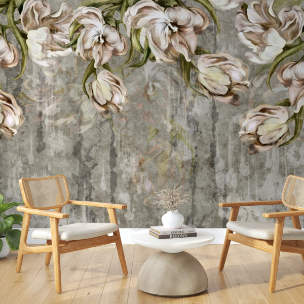 Zidni mural Viseće cvijeće na tamnoj pozadini