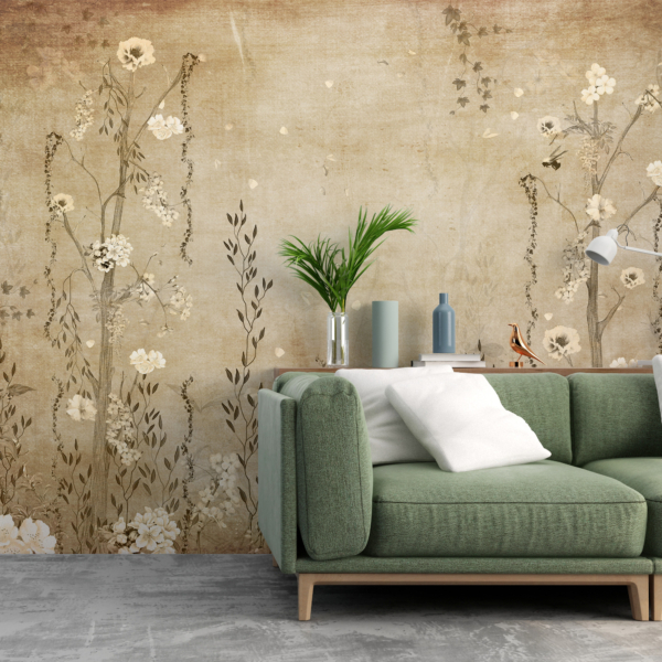 Zidni zidni zid Biljke u smeđoj i bež boji