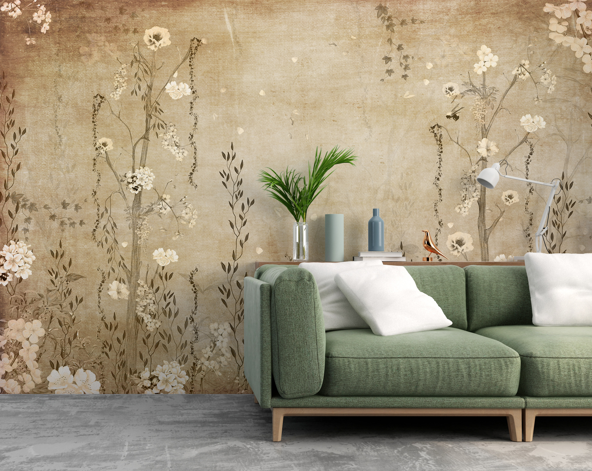 Zidni zidni zid Biljke u smeđoj i bež boji