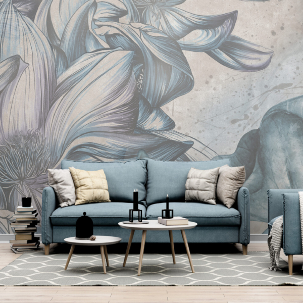 Cvjetni apstraktni zidni mural