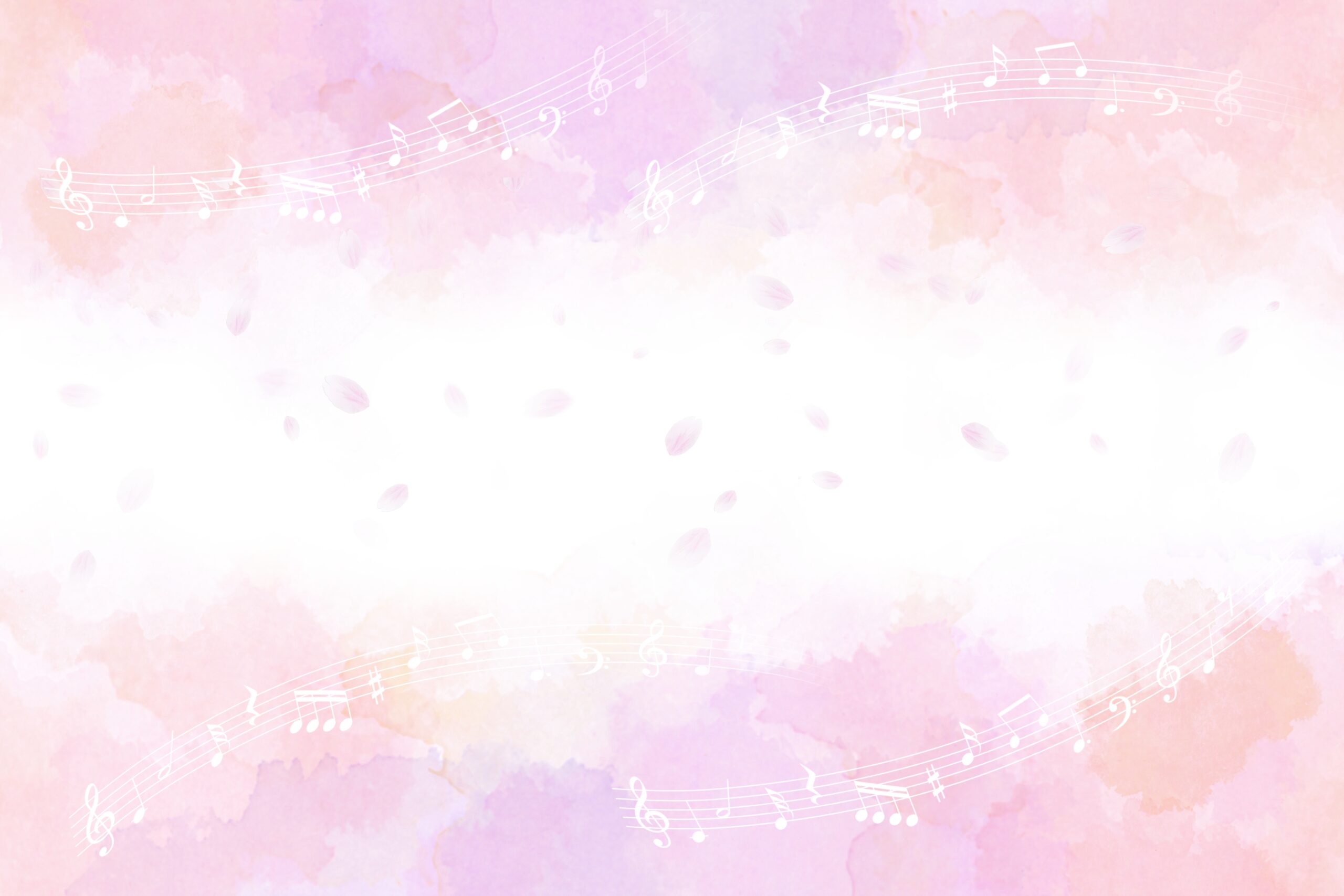 Background,With,Cherry,Blossoms,,Musical,Notes,And,Pastel,Watercolor,Touch