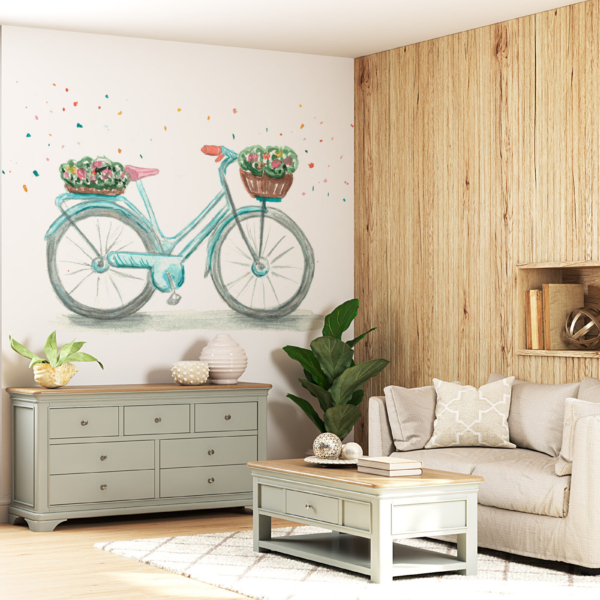 Tirkizni zidni zidni mural za bicikl