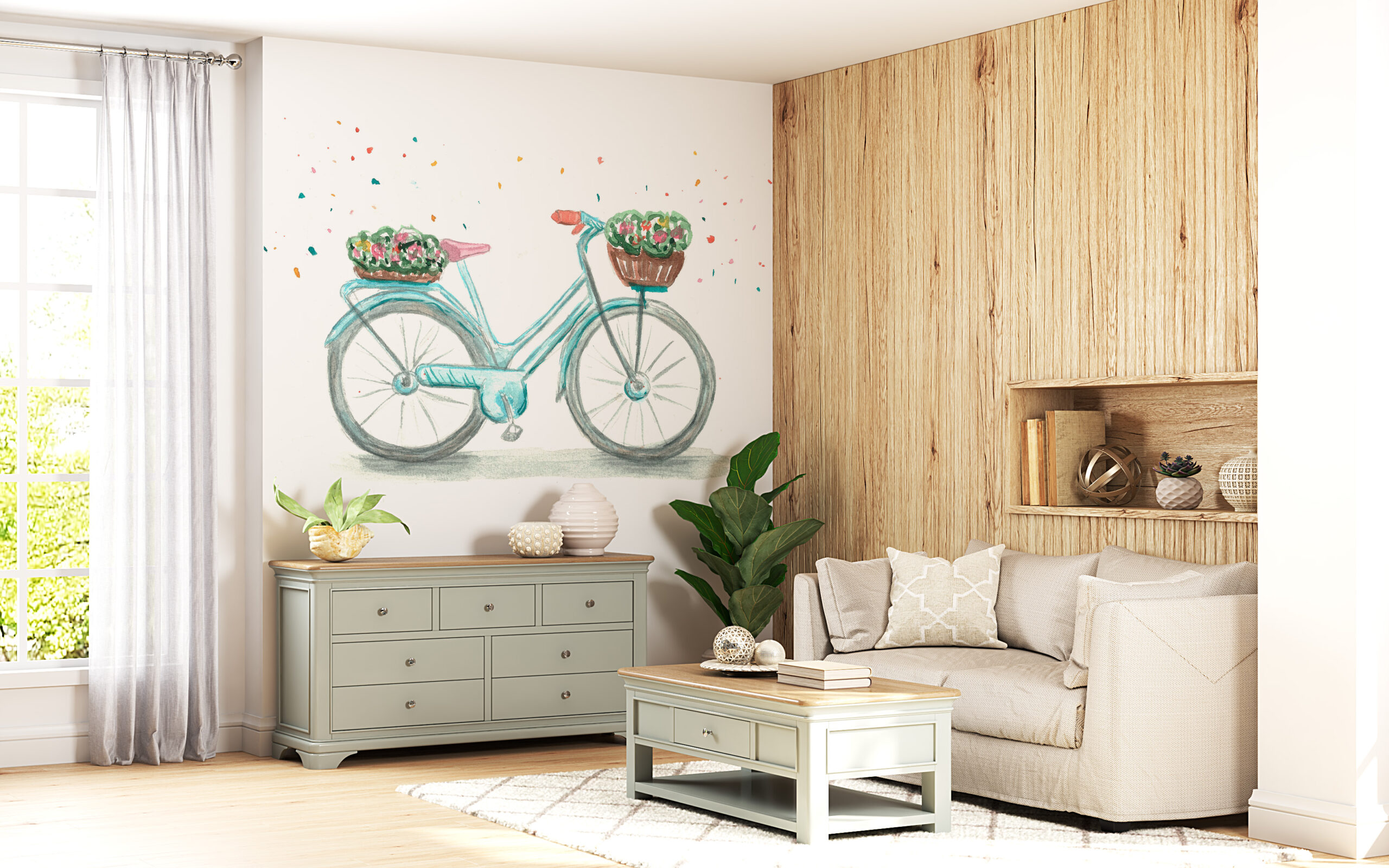 Tirkizni zidni zidni mural za bicikl