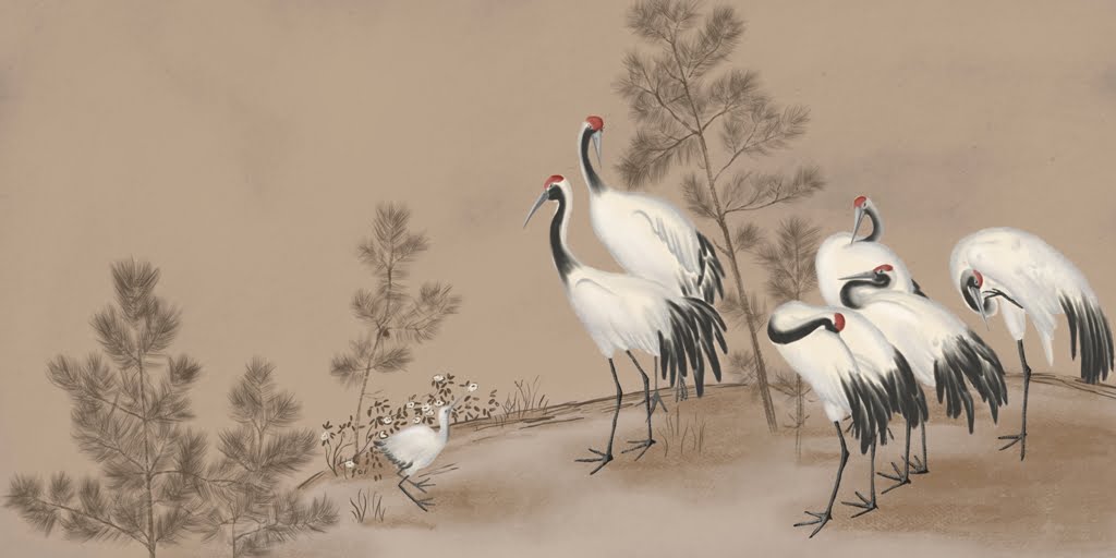 Zidni zidni zid White Crane Family - Slika 3
