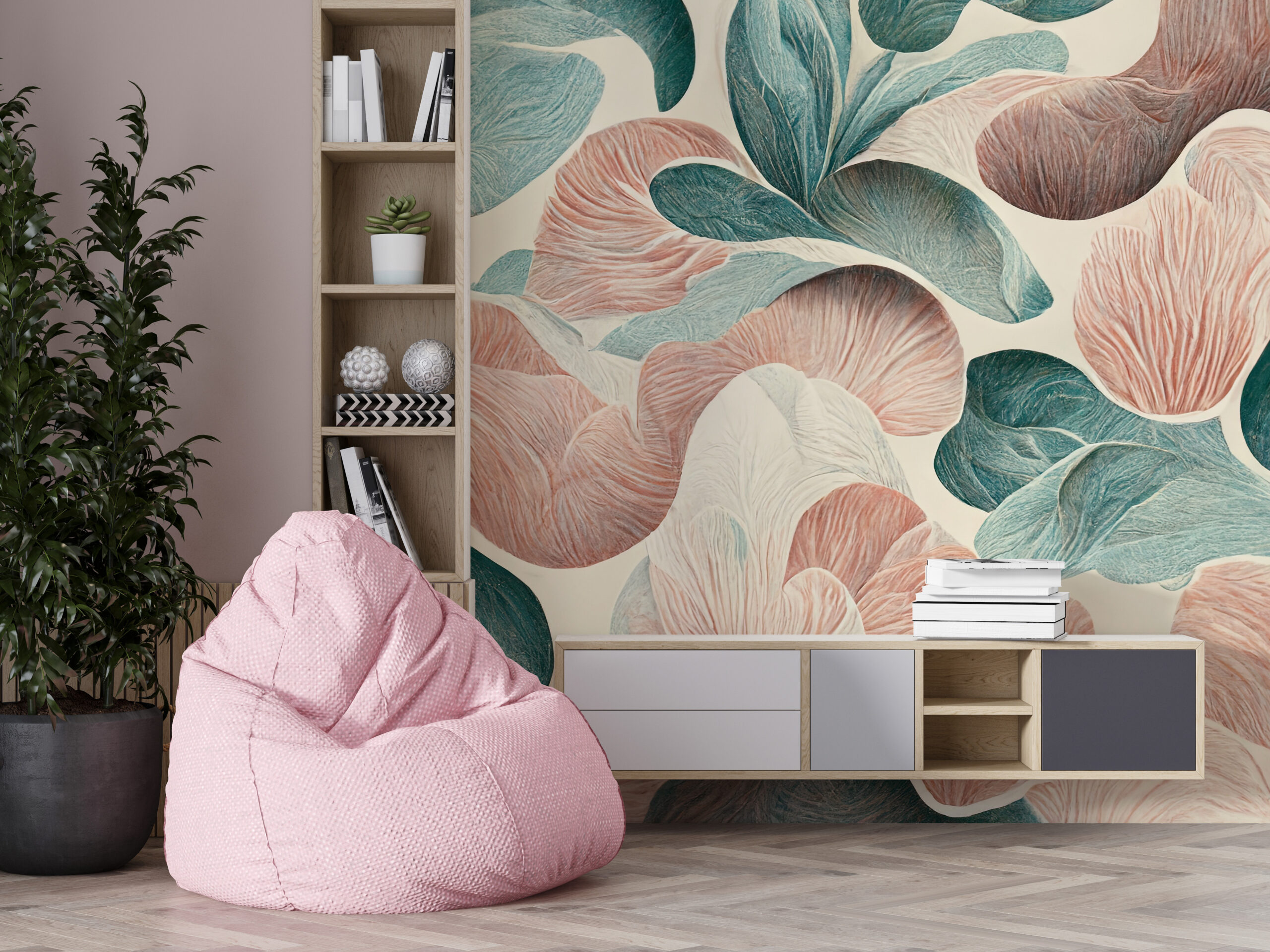 Zidni mural Pastel Leaves