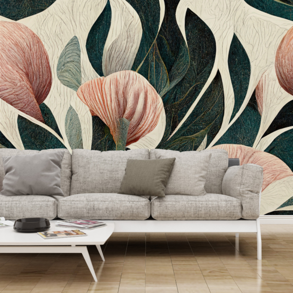 Cvjetni apstraktni zidni mural