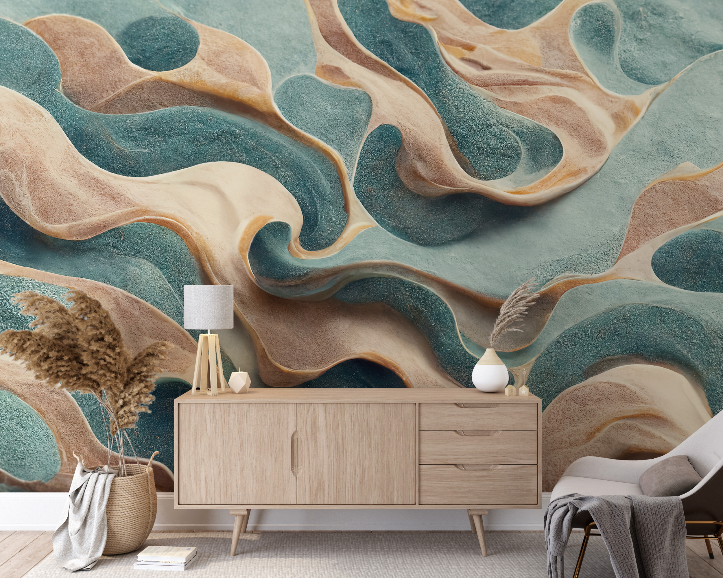 Zidni mural Zlatni valovi