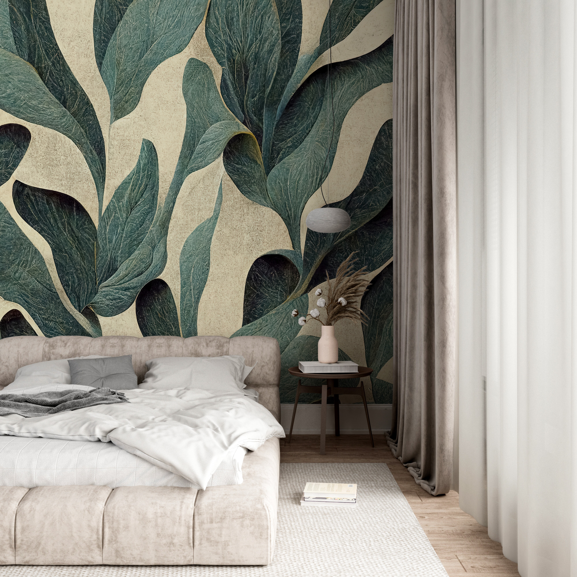 Zidni mural Green Leaves