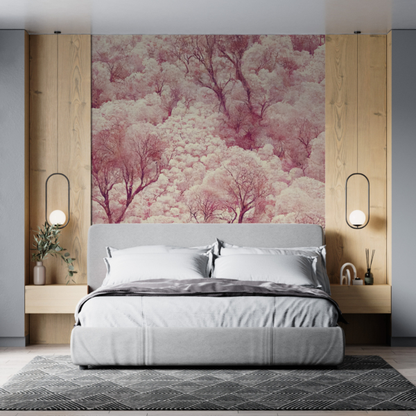 Zidni mural ružičaste šume iz ptičje perspektive