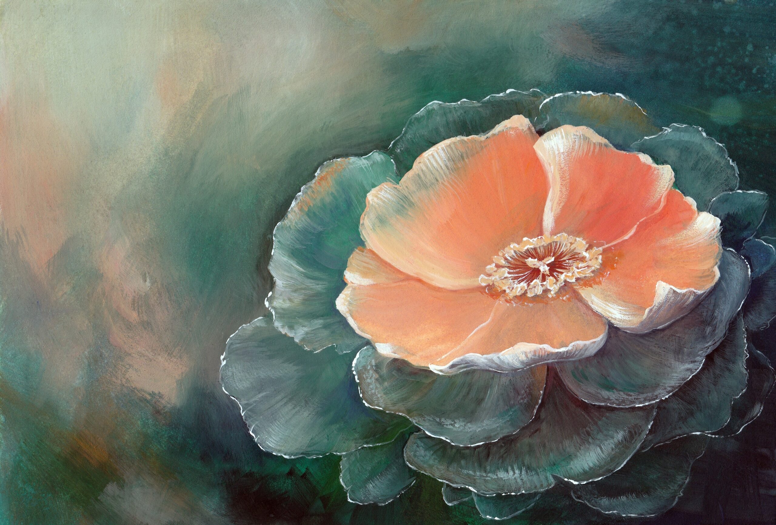 Painted,Delicate,Flower,On,A,Dark,Background.