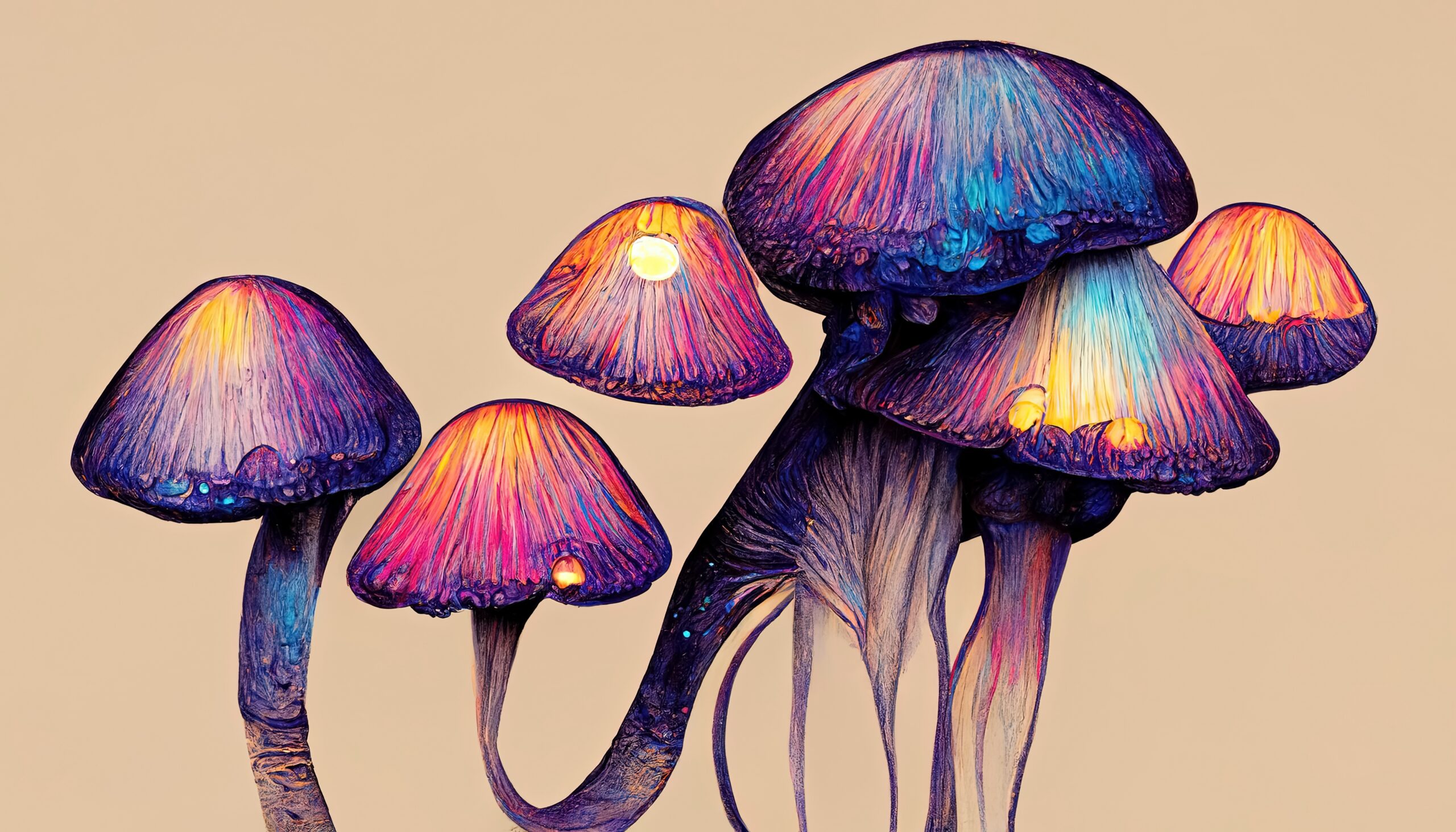 Colorful,,Puprple,,Pink,,Blue,,Bright,,Fantasy,Magic,Mushrooms,Glowing,In