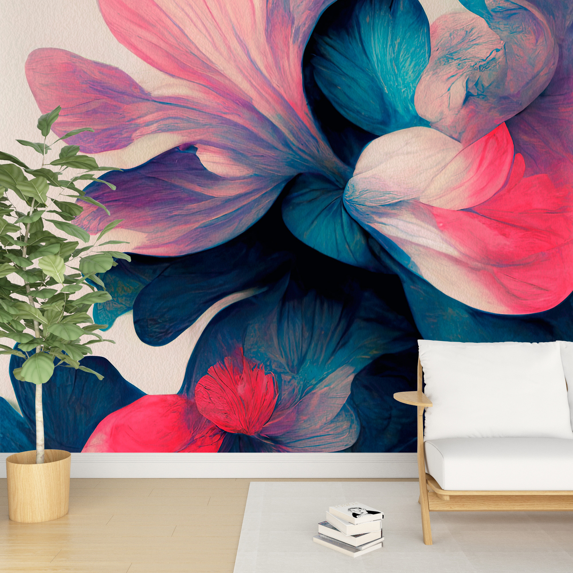 Cvijeće u ružičastoj i tamnoplavoj boji