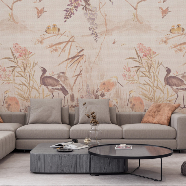 Zidni zid Ptičji vrt u bež boji