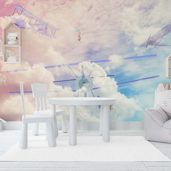 Zidni mural Let u pastelnim oblacima