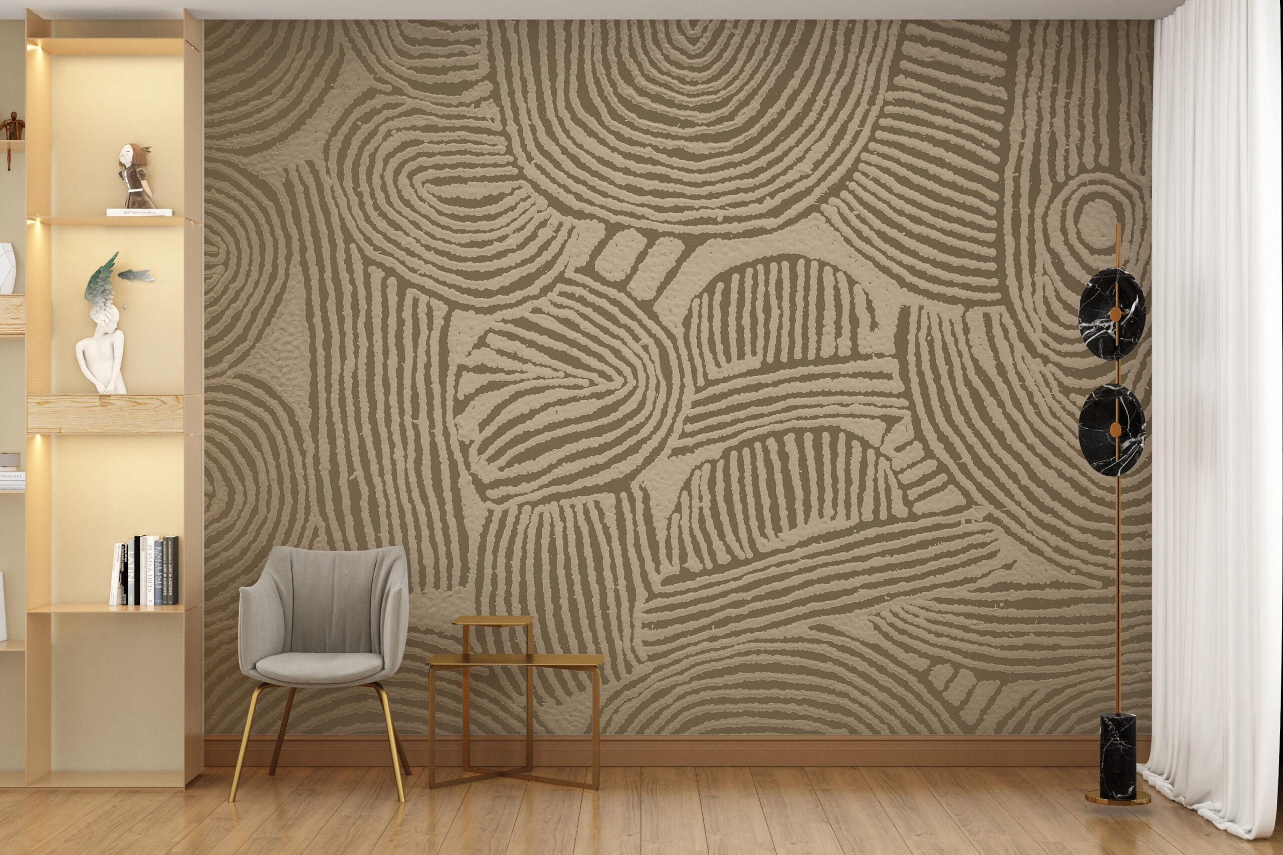 Smeđa i bež zidna slika