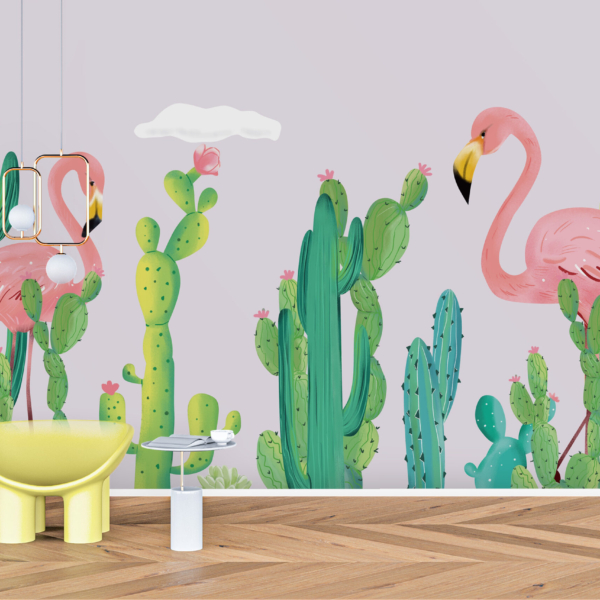 Zidni zidni zid Flamingosi i kaktusi