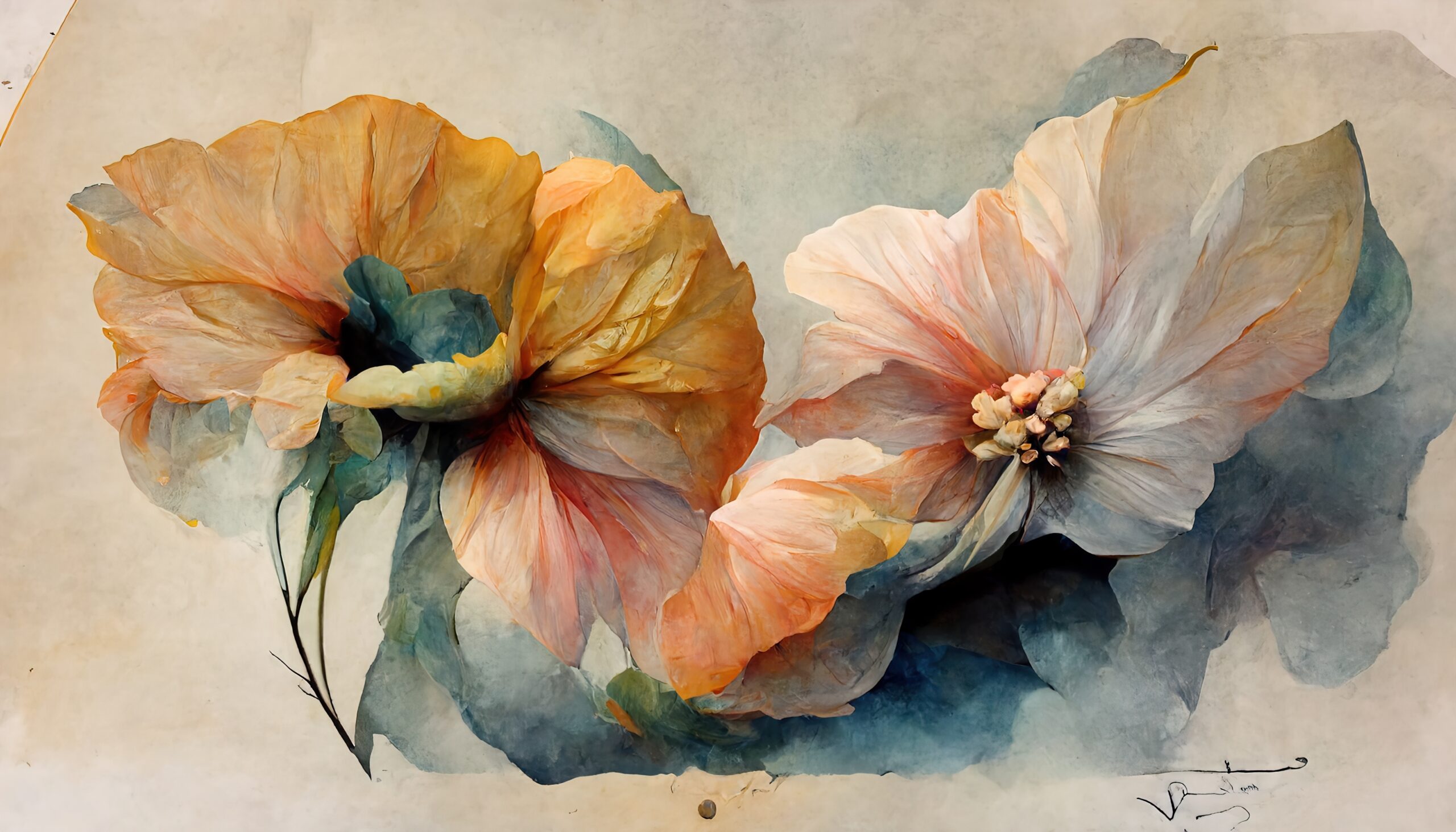 Bright,Flower,Painted,In,Watercolor,On,A,White,Paper,Background.