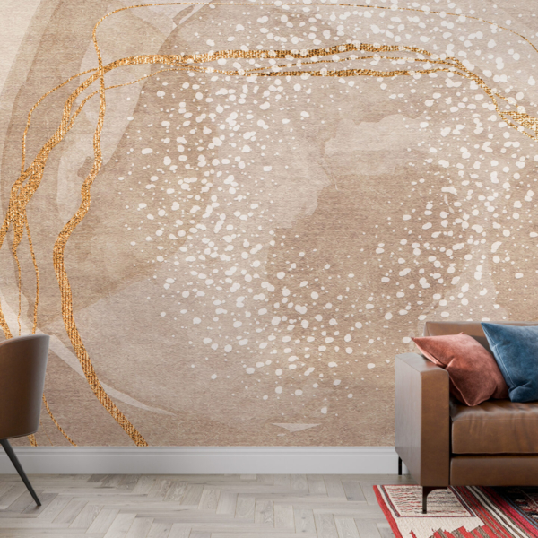 Zidni mural Zlatni elementi u bež boji