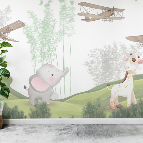 Zidni mural Životinje i avioni