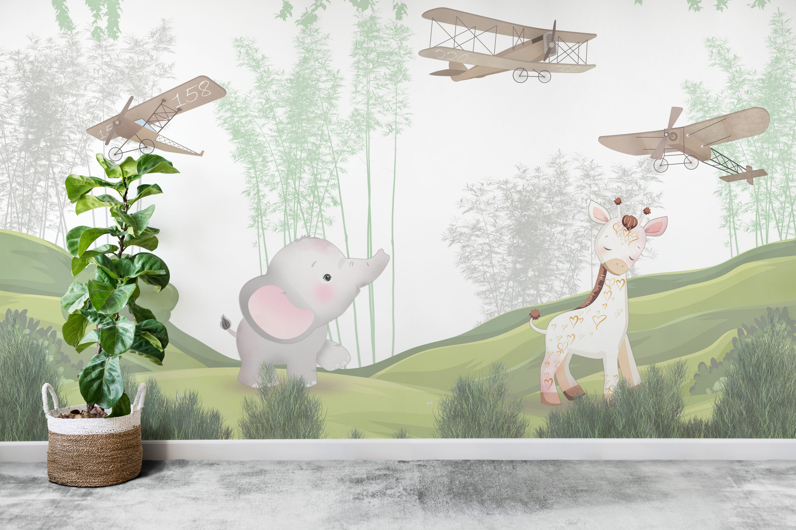 Zidni mural Životinje i avioni