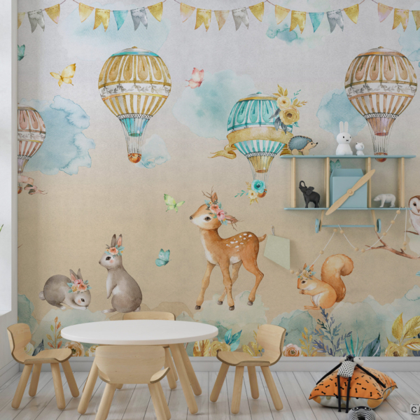 Zidni zid Šumske životinje u oblacima