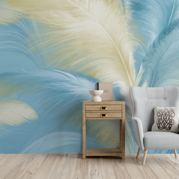 Zidni mural Plavo i zlatno perje