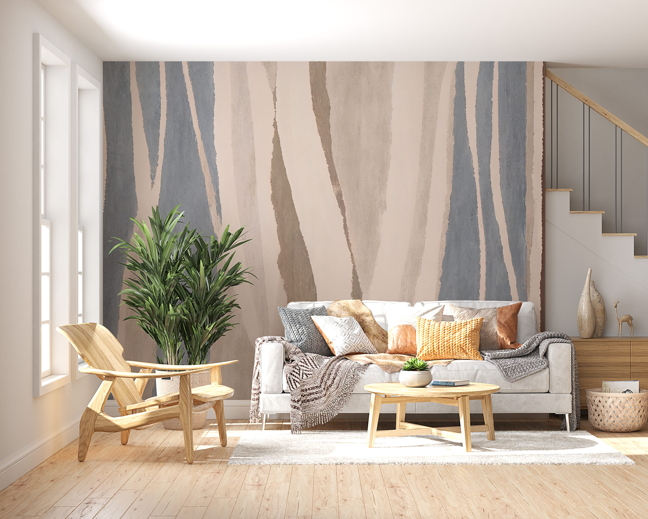 Zidni mural Pruge u nijansama smeđe i sive