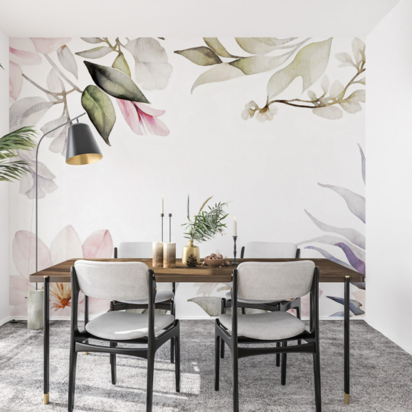 Cvijeće zidni zid s ružičastim naglaskom