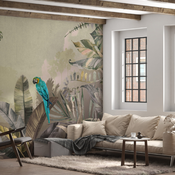 Mural papige na pozadini džungle