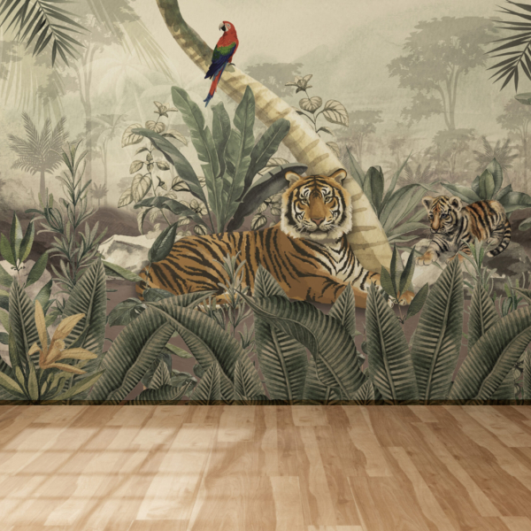 Zidni zid Tigrovi na pozadini džungle