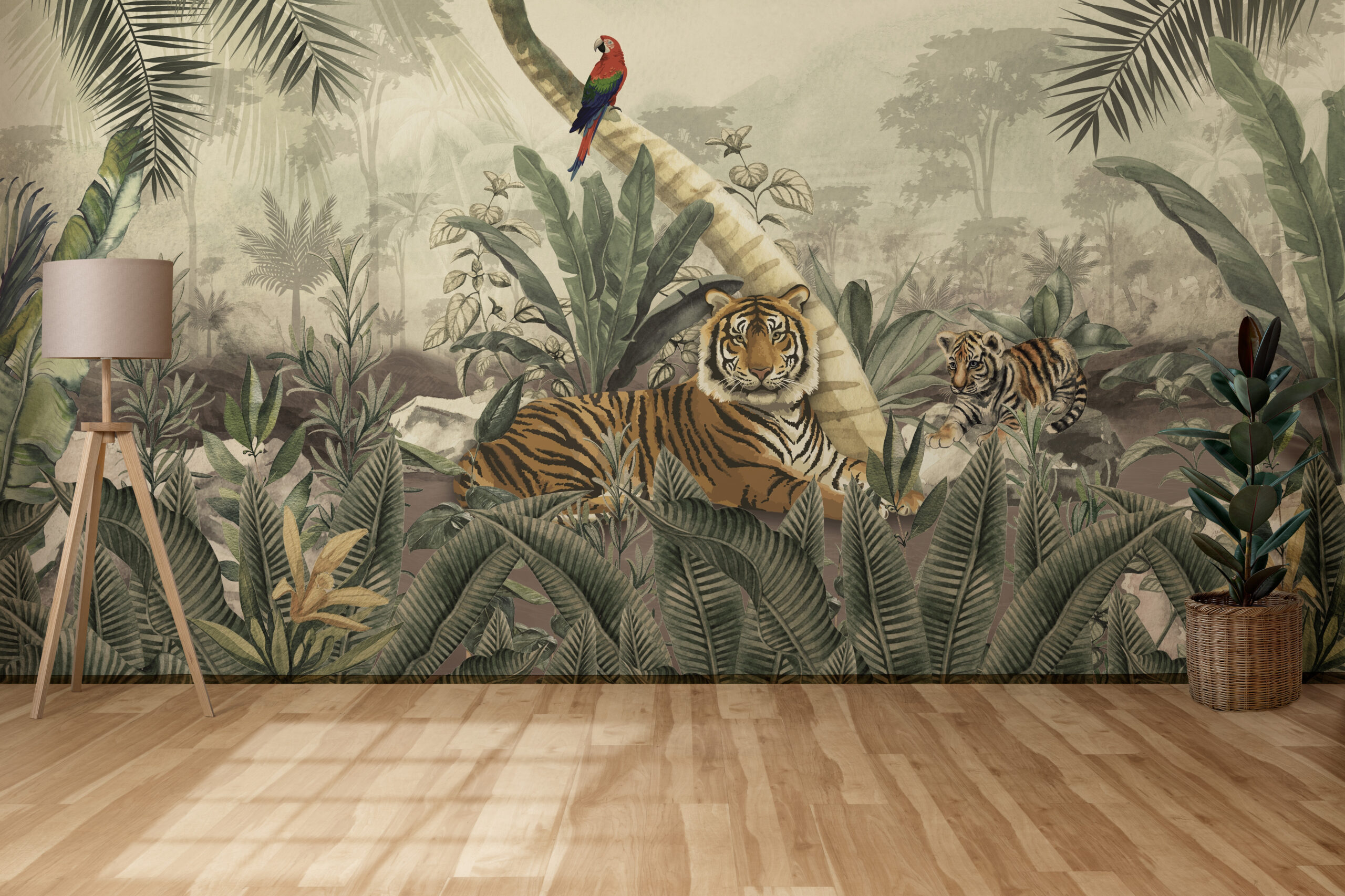 Zidni zid Tigrovi na pozadini džungle