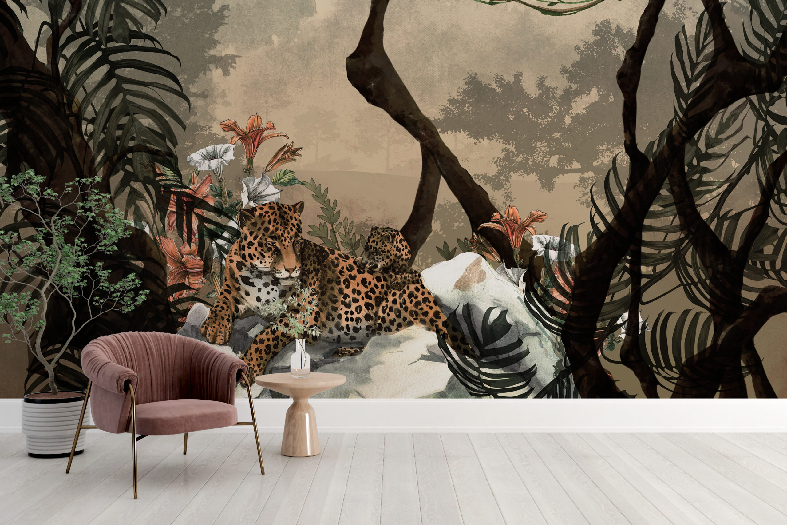 Zidni mural Gepard u džungli