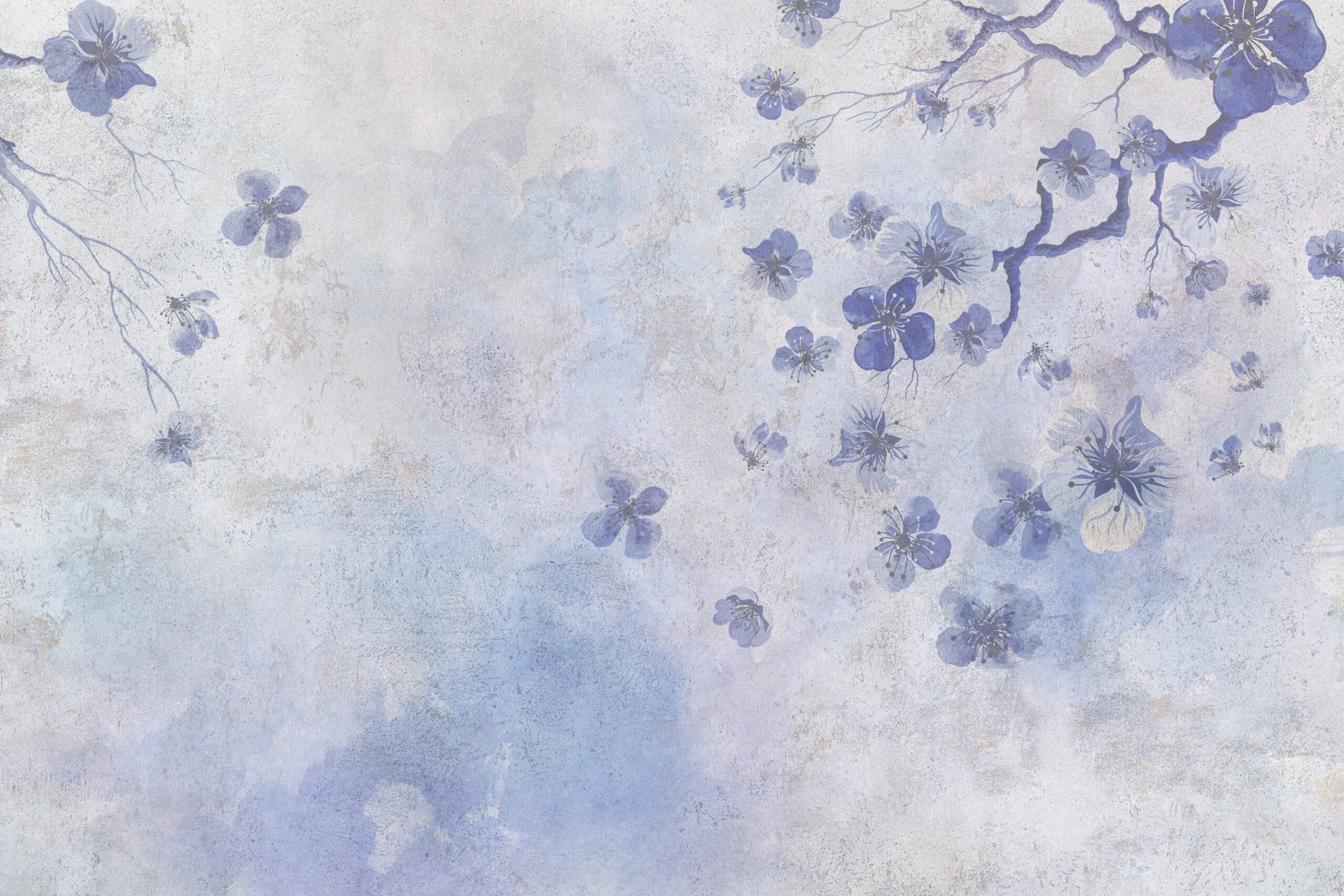 Blue,Color,Floral,And,Wall,Background,Design