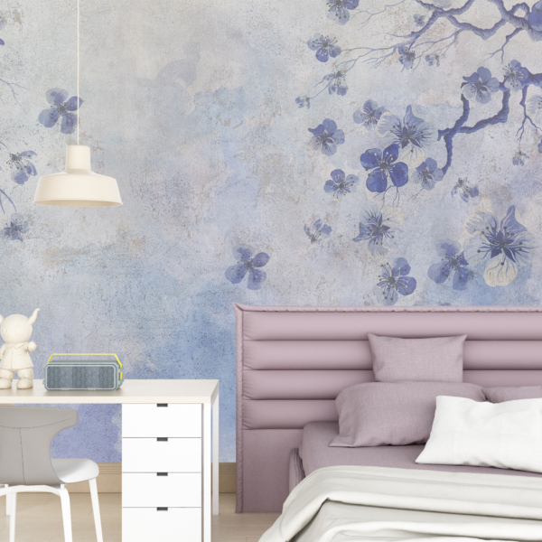 Zidni zidni zid ljubičastog cvijeća na platnu