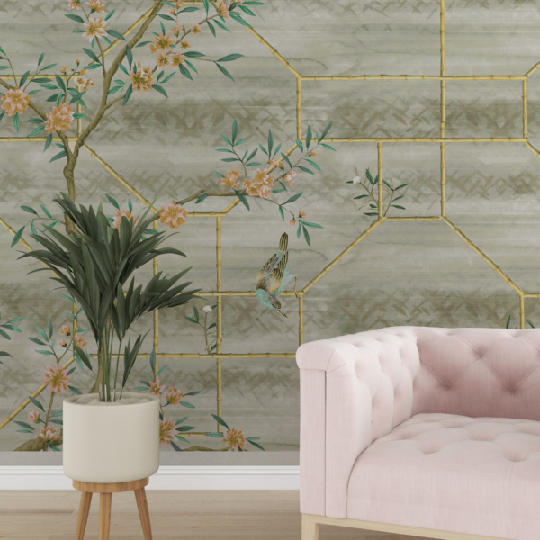 Zidni mural s cvjetnim uzorkom