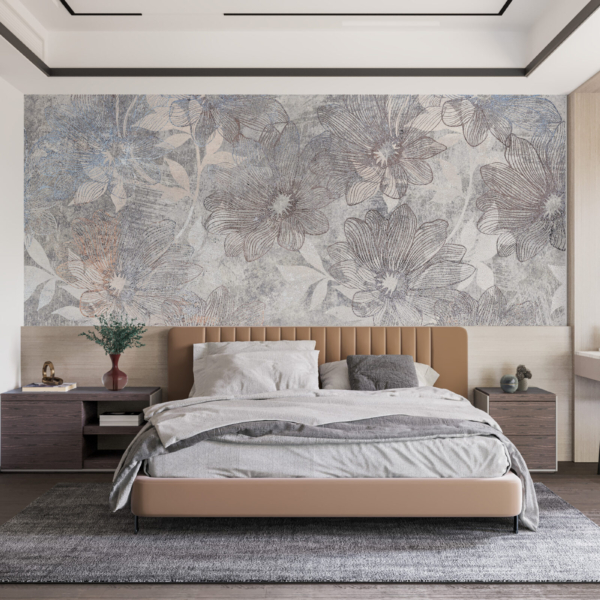 Cvijeće u sivom zidnom zidu