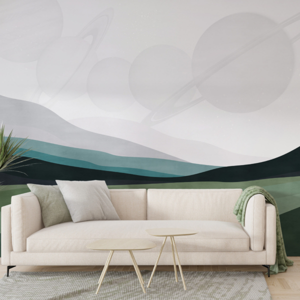 Minimalistički zidni mural Planeti