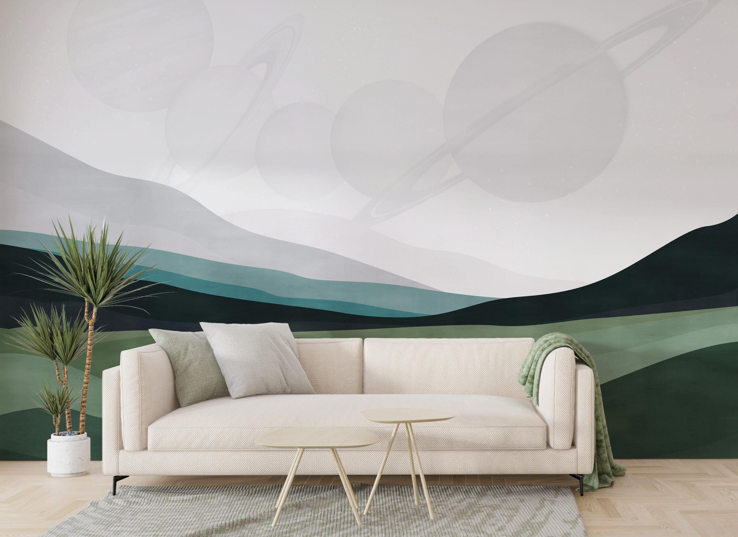 Minimalistički zidni mural Planeti