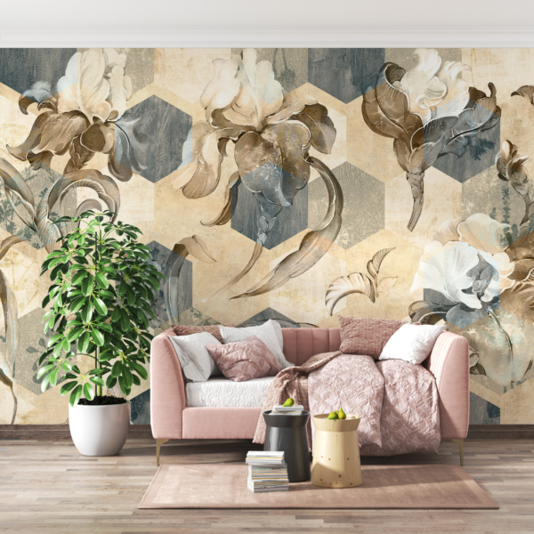 Elegantna zidna stena s cvjetnim uzorkom