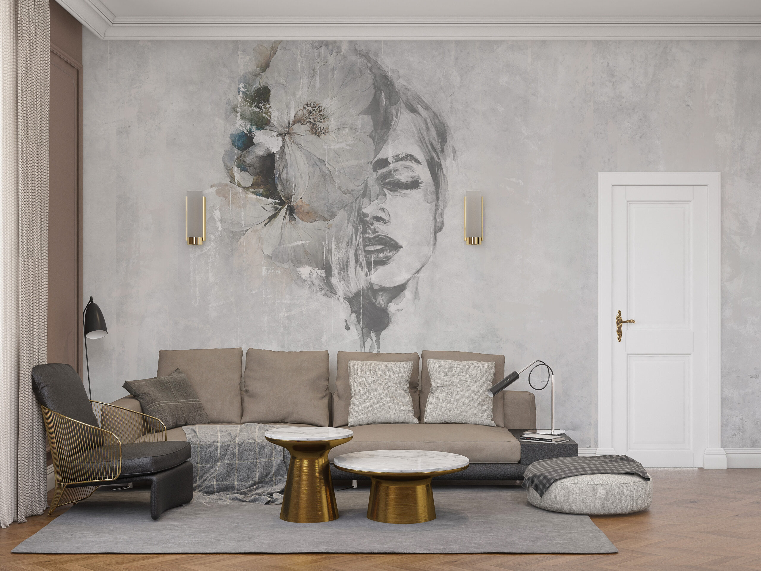 Zidni mural Žena cvijet