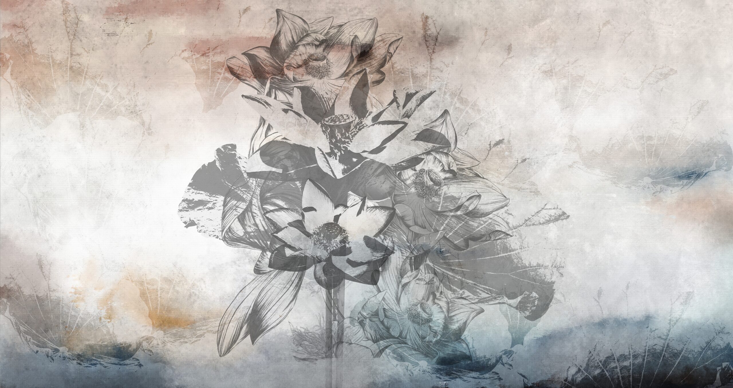 Lotus,Flowers,And,Leaves.,Floral,Background,For,Wallpaper,,Photo,Wallpaper,