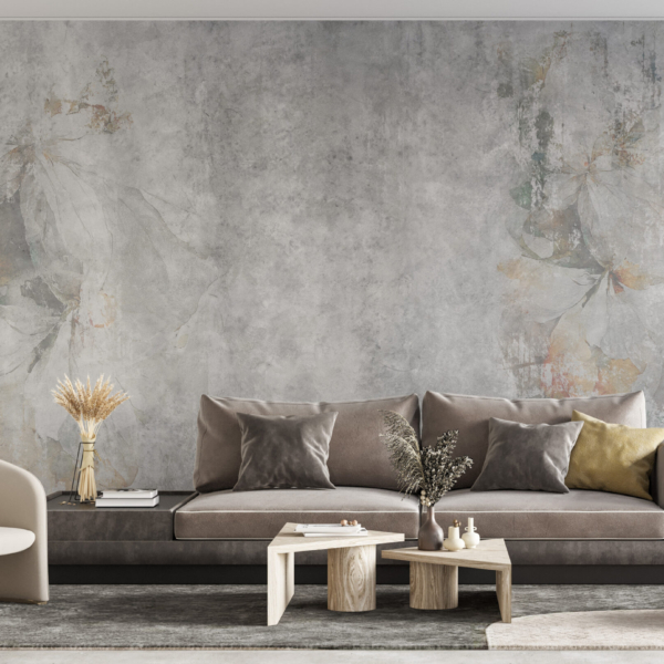 Sivi zidni zid s cvjetnim elementima