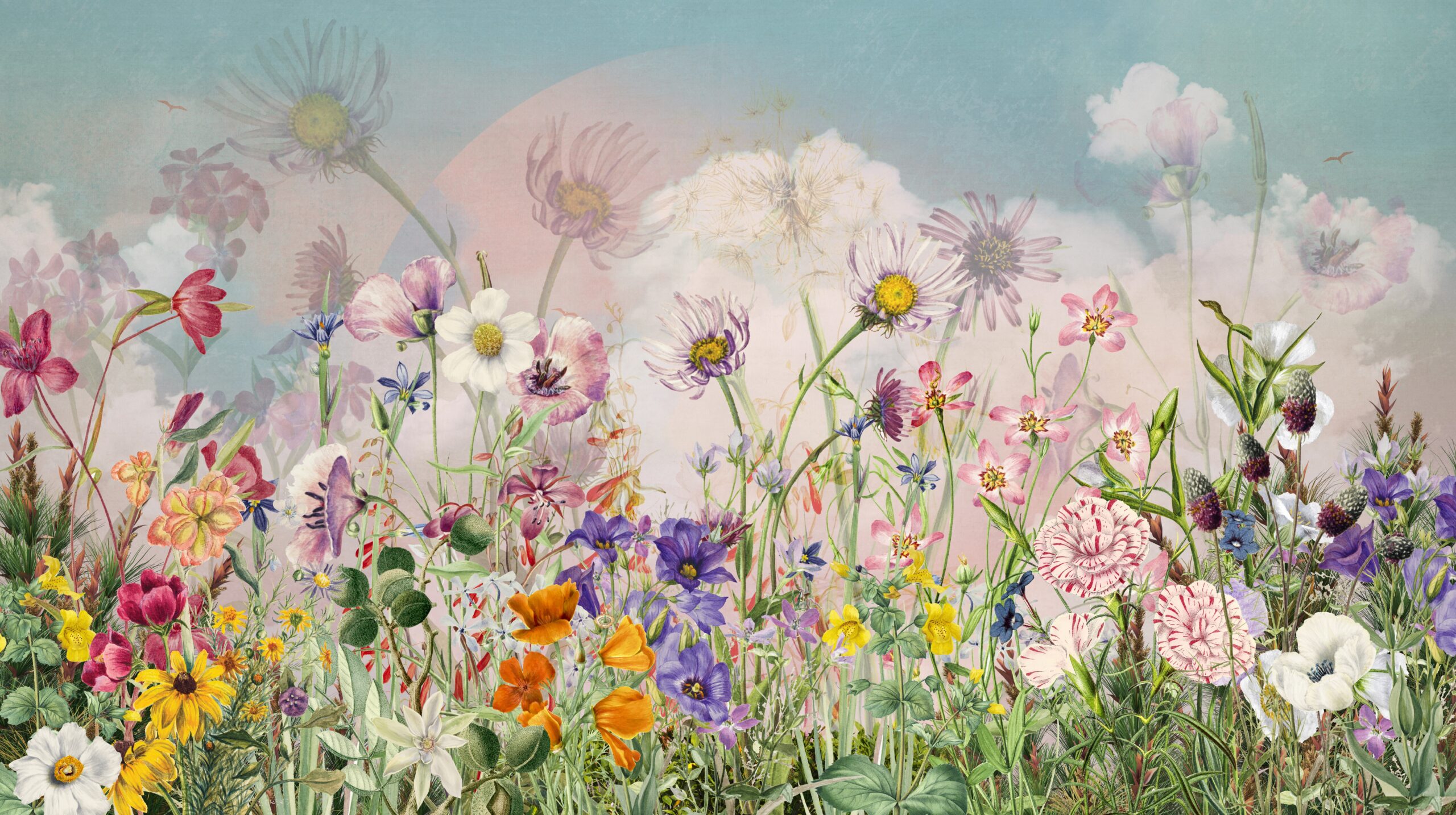 Wallpaper,Flowers,Colors,,Tropical,Trees,And,Leaves,For,Digital,Printing