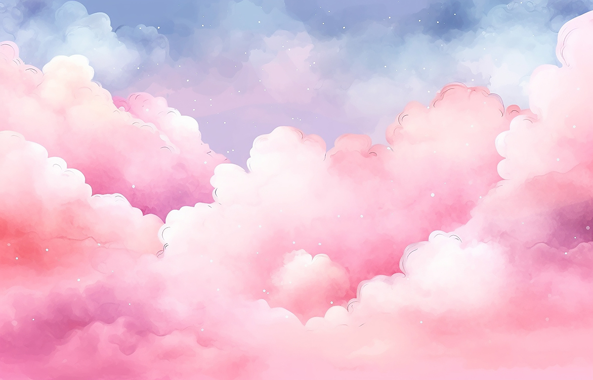 Abstraction.,Clouds,,Clouds,,Watercolor,Painting,,Children's,Wallpaper.,Hand,Drawn,Illustrations,